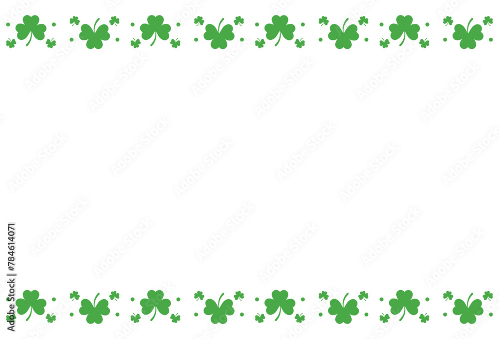Horizontal rectangular green clover with space for text. Background for St. Patrick's Day or summer, spring. Vector illustration in flat style. Horizontal rectangular green clover with space for text. Background for St. Patrick's Day or summer, spring. Vector illustration in flat style.