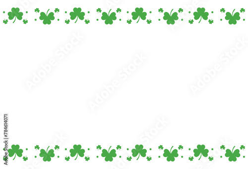 Horizontal rectangular green clover with space for text. Background for St. Patrick's Day or summer, spring. Vector illustration in flat style.