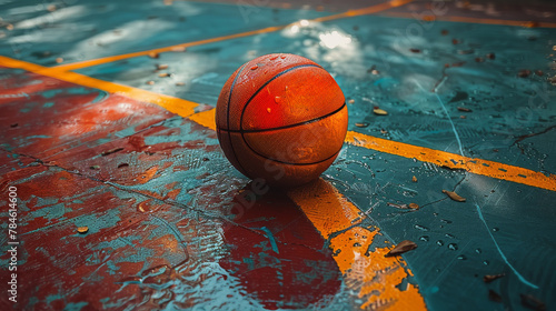 Basketball on Top of Basketball Court
