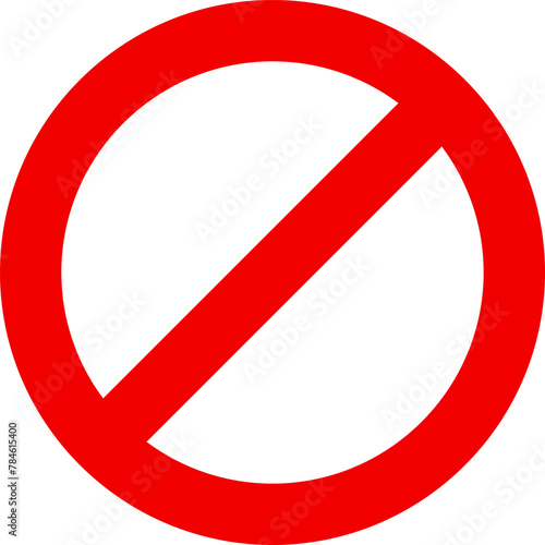 Sign forbidden. Icon symbol ban. Red circle sign stop entry ang slash line isolated on transparent background. Mark prohibited. 