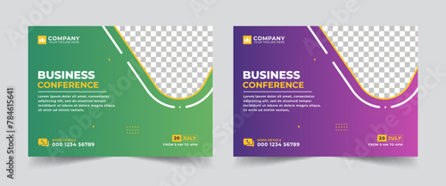 Corporate horizontal business conference flyer template. Business webinar horizontal banner template design. Cover, and Header, Brochure, Template, Design, Flyer - Leaflet