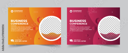 Abstract modern business conference design template and business event banner invitation layout design