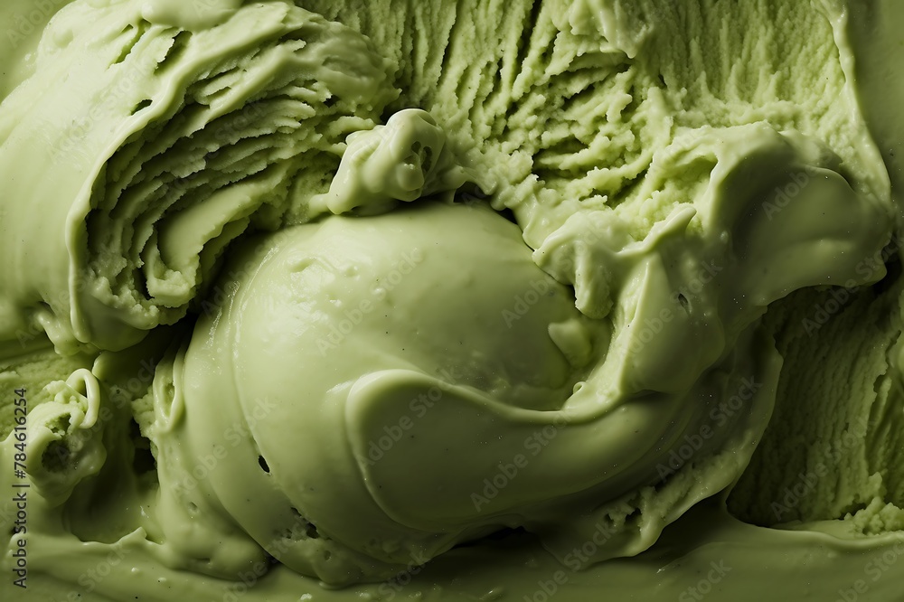 Obraz premium Matcha ice cream or green tea ice cream background