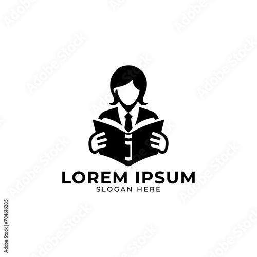 Book Education Logo Template Design Vector, with icon of student reading a book