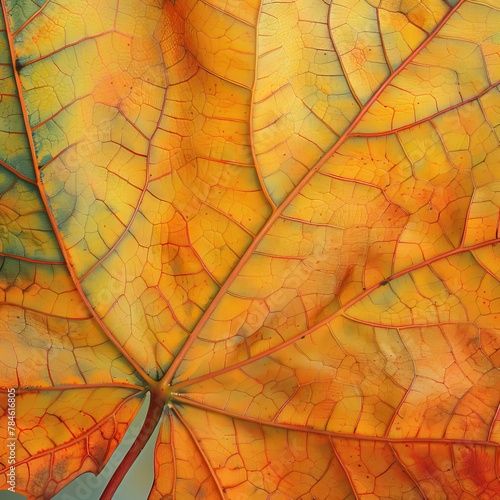 Close view of the veins in a maple leaf