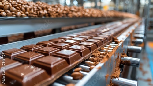 Conveyor Belt Filled With Chocolate photo