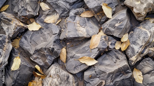 Pile of Rocks Covered With Leaves