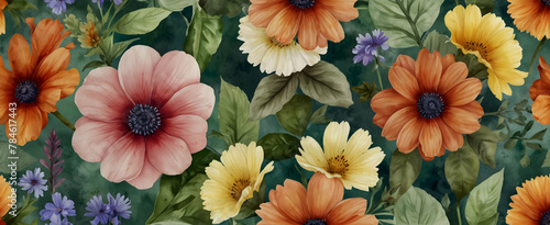 Floral Symphony: Ultra Realistic Watercolor Flowers Celebrating Earth's Diverse Flora - Perfect for Earth Day, Greeting Cards, and Wallpaper Themes
