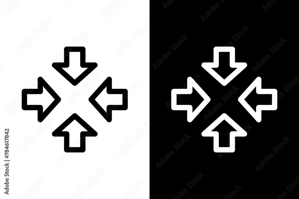 Fototapeta premium arrow white black outline icon