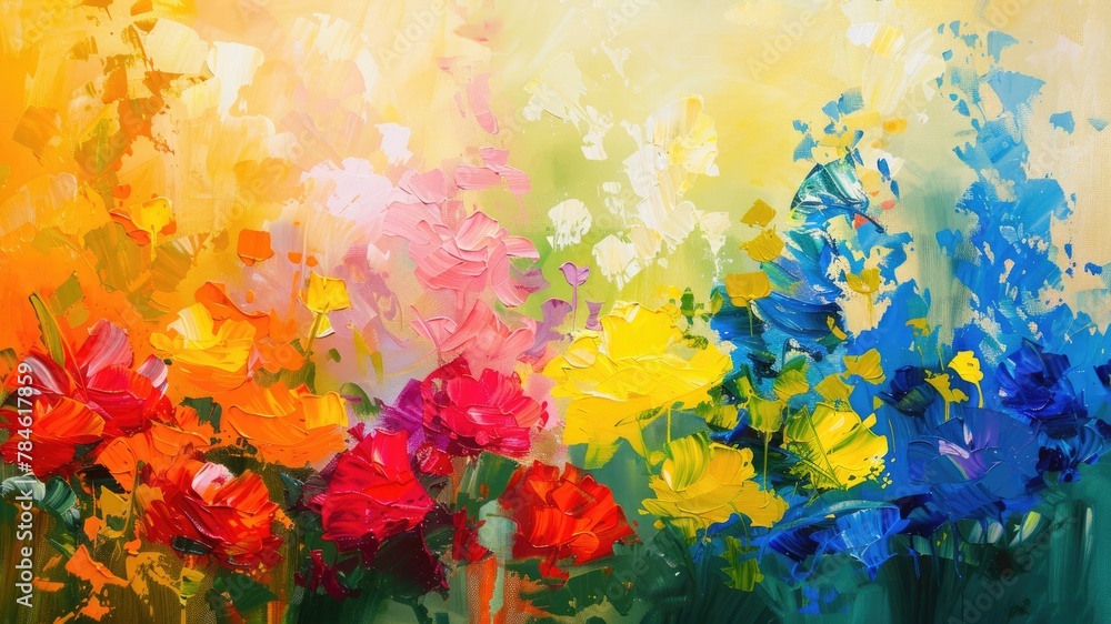 春の花の油絵抽象画_1 春の花の油絵抽象画_1