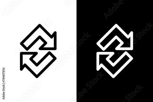 arrow replace white black outline icon