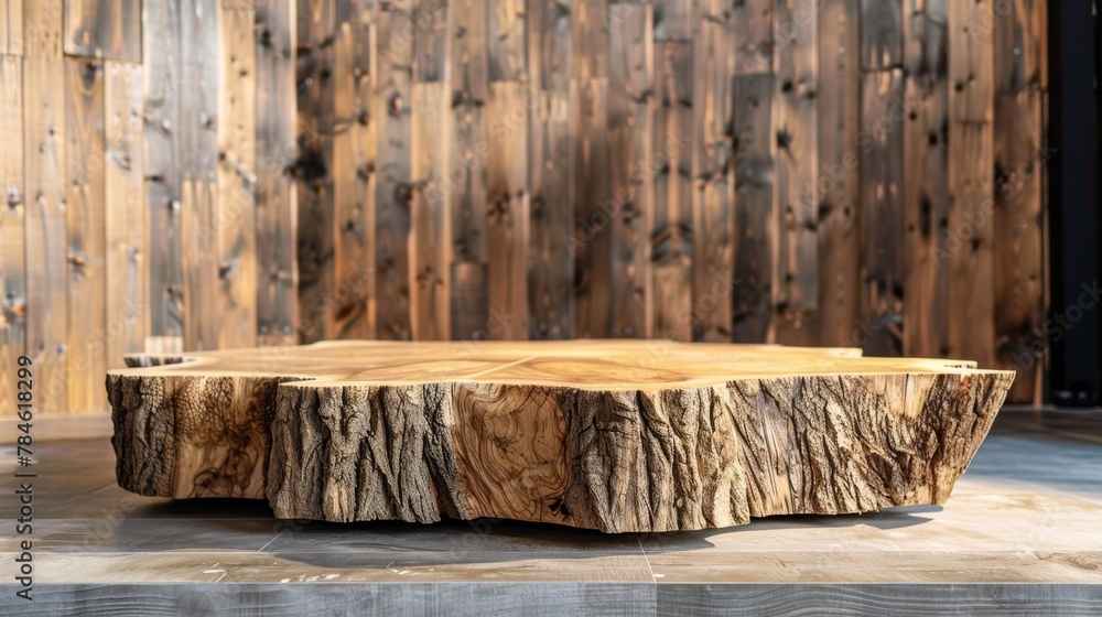 Wooden podium on wooden floor