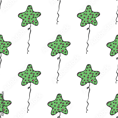 Holiday seamless pattern with flying balloon doodle for decorative print, wrapping paper, greeting cards, wallpaper and fabric