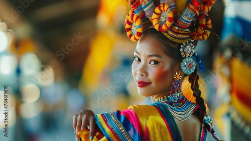 A street portrait of a person dressed in traditional attire from their culture, their proud stance and vibrant colors celebrating heritage and identity.