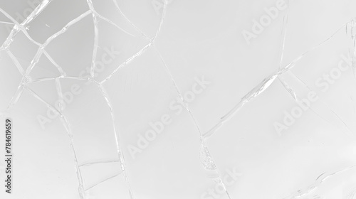 Broken glass on transparent background with lots of glass splinters and cracks