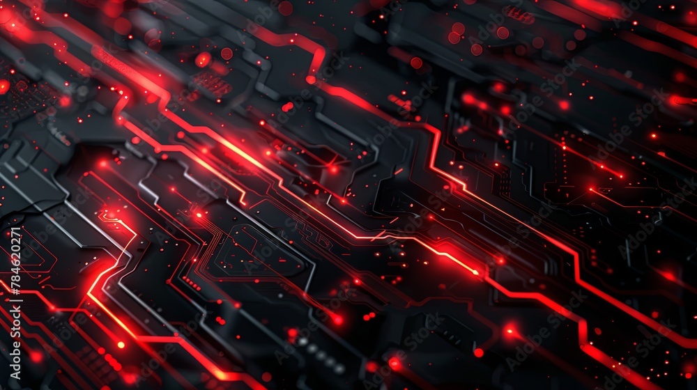 Dynamic tech-themed background with red circuits Stock Illustration ...