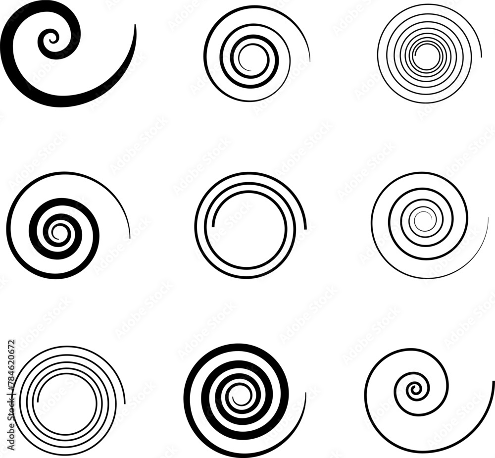 Set of spiral elements vector Set of spiral elements vector