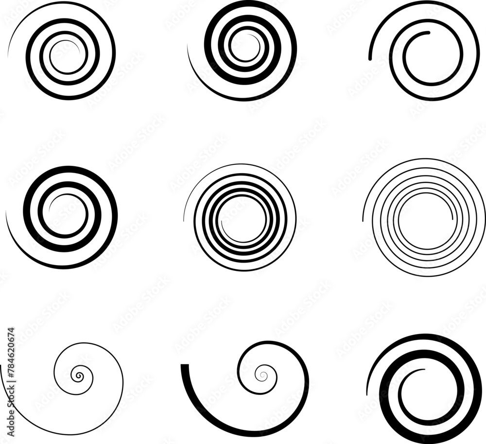 Set of spiral elements vector Set of spiral elements vector