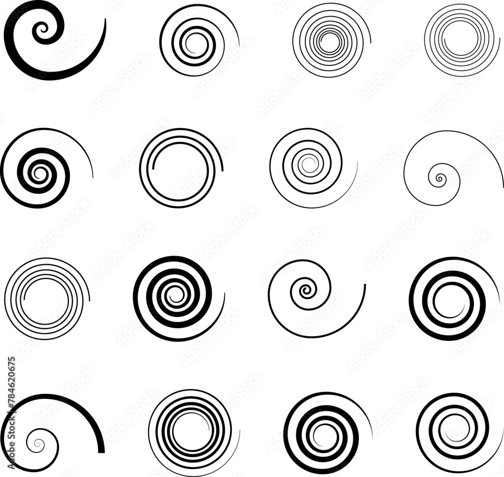Set of spiral elements vector Set of spiral elements vector