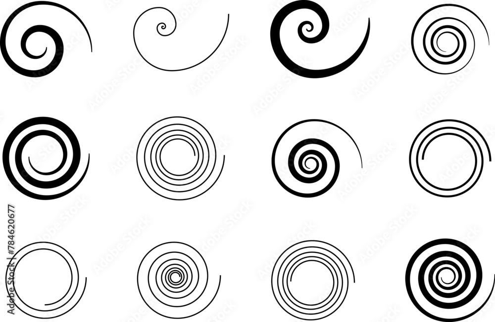 Set of spiral elements vector Set of spiral elements vector