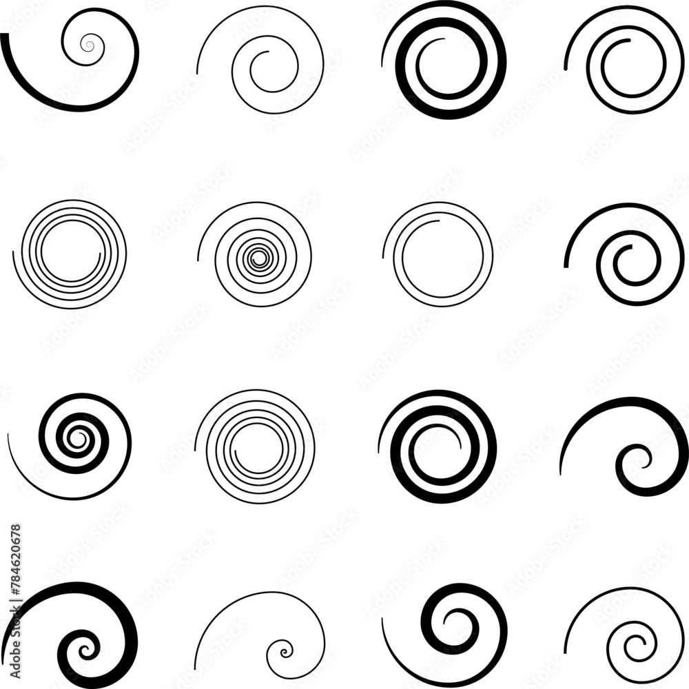 Set of spiral elements vector Set of spiral elements vector