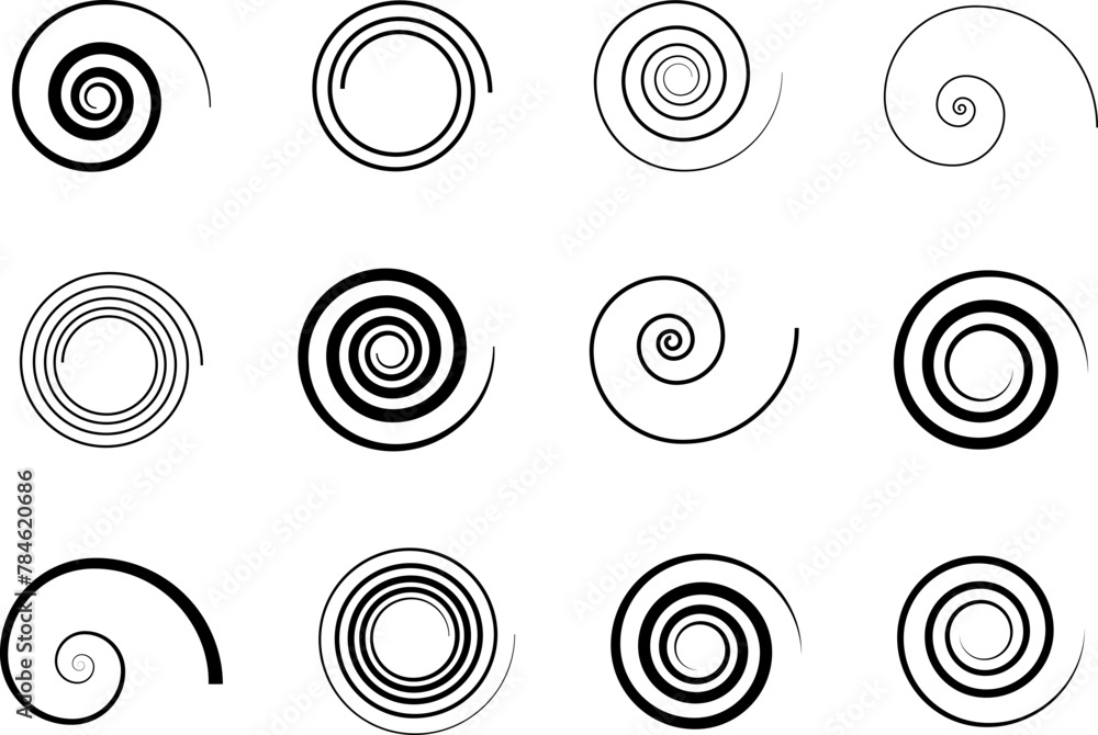 Set of spiral elements vector Set of spiral elements vector