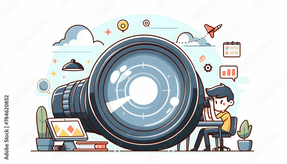 Obraz premium Serene Flat Vector Illustration of a Ceramicist Crafting Pottery on a Spinning Wheel against a White Background