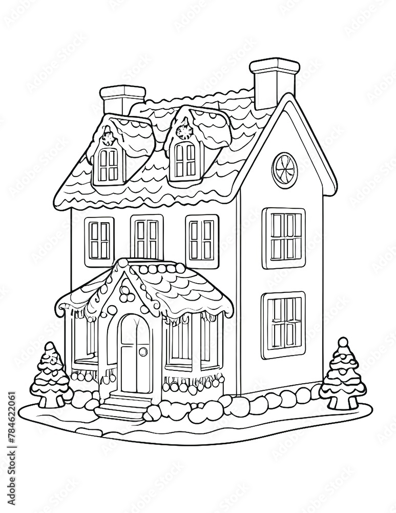 Fototapeta premium Gingerbread House Coloring Page