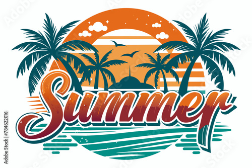 summer t-shirt design vector illustration 