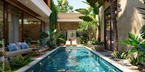 Bali. Mediterranean villa with garden © piai