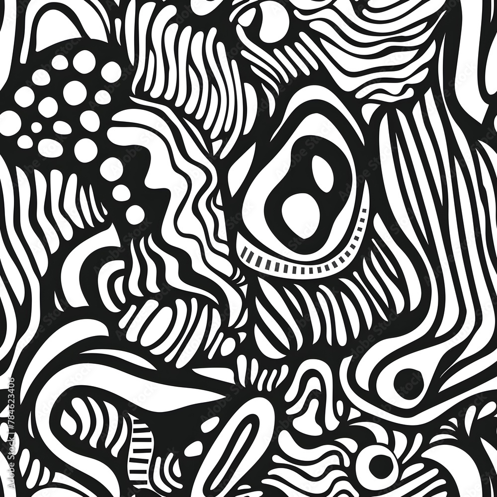 Abstract doodle black and white seamless pattern. Abstract doodle black and white seamless pattern.