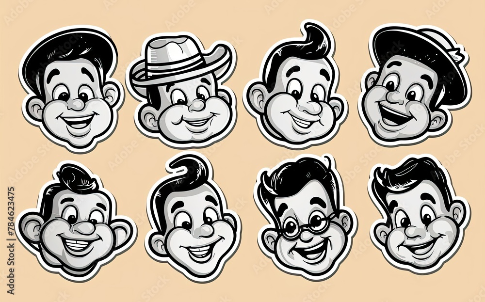 Collection of various cartoon faces displaying a range of emotions such as happiness, anger, surprise, and excitement. Generative AI Collection of various cartoon faces displaying a range of emotions such as happiness, anger, surprise, and excitement. Generative AI