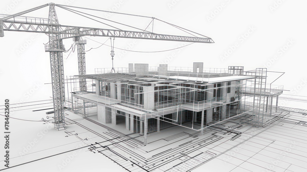 Obraz premium construction images, construction sites with tower cranes and skyscrapers