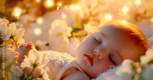 Time for dreams - a peaceful and innocent baby sleeping in their crib 