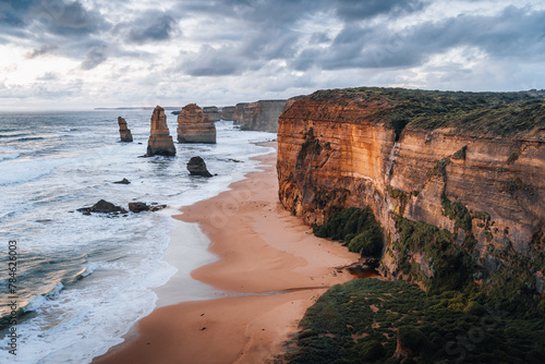 Great view at the rocks of the twelve apostels along the Great Ocean Road in south Australia