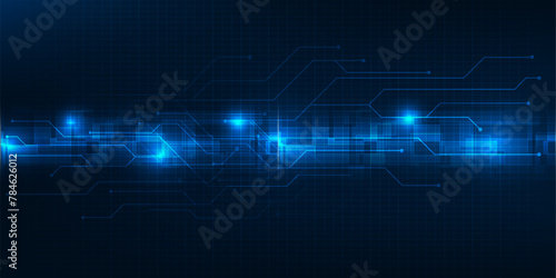 Futuristic digital innovation and technology with digital element and grid line circuit network for advertising and game artwork.Future tech design concepts.Vector illustrations.