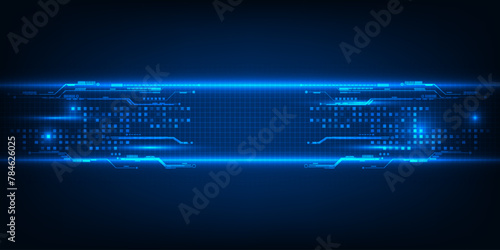 Futuristic screen display for horizontal layout showcase with optic screen and digital element grid line circuit decor.Future digital innonvation and technolog concepts.Vector illustrations.