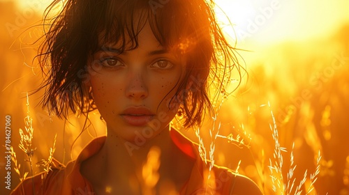 portrait of a woman in sunset photo