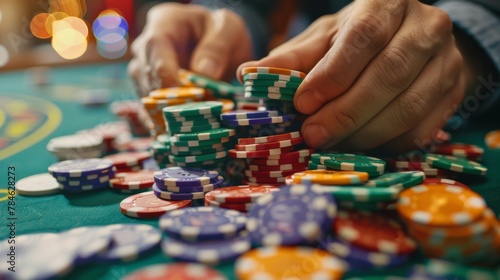 Hands Collecting Casino Chips