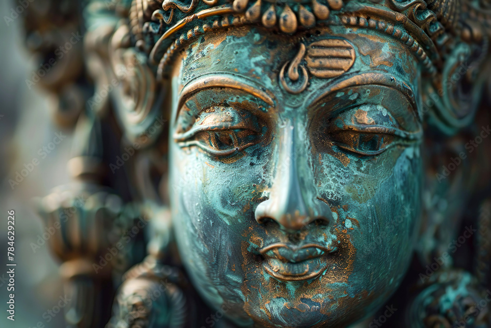 Serene Ancient Statue Close-Up Serene Ancient Statue Close-Up