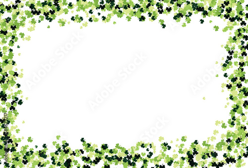 Horizontal rectangular green clover with space for text. Background for St. Patrick's Day or summer, spring. Vector illustration in flat style.