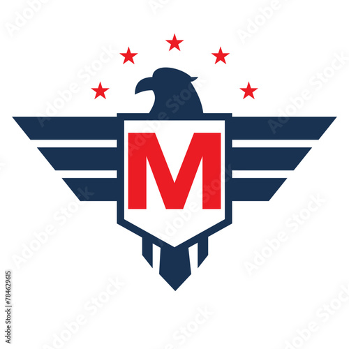 Initial Wing Logo On Letter M For Transportation Symbol
