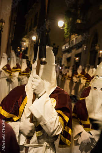 Hooded penitents during the famous Good Friday procession in Chieti (Italy)