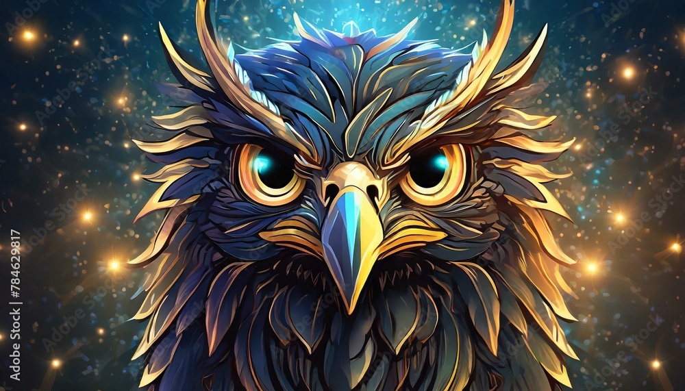eagle mask head with glowing eyes on a dark background eagle mask head with glowing eyes on a dark background