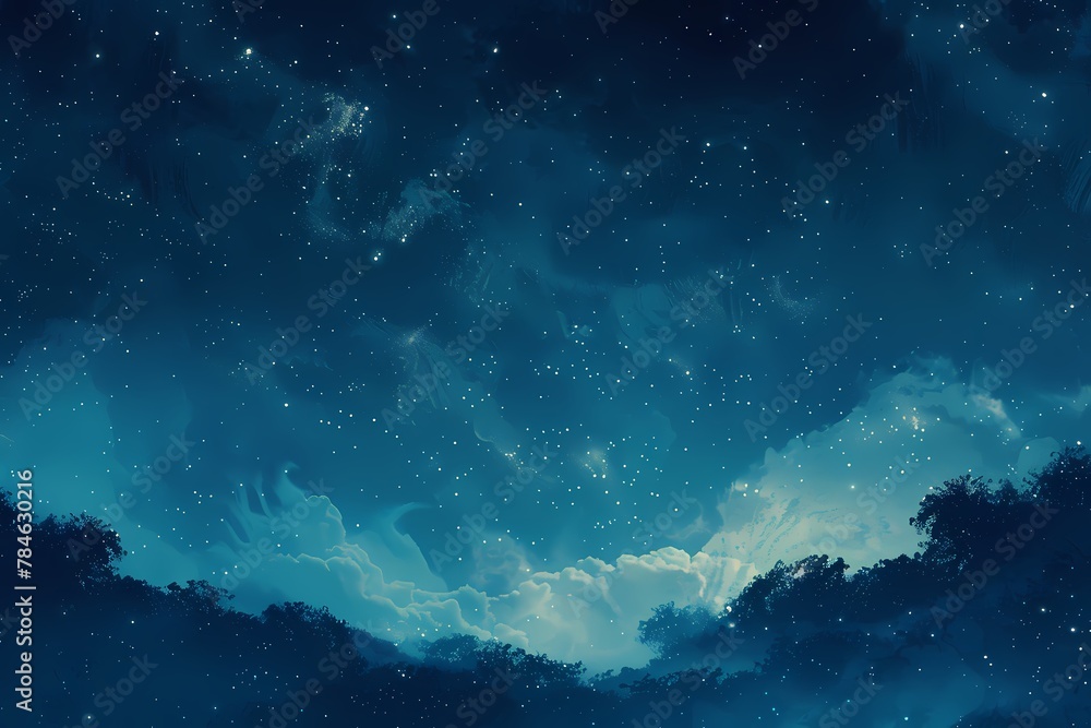 Tranquil Night Sky Gradient Background: Deep Blue to Starry White