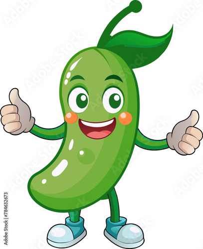 cartoon character of green beans making Thumbs up gesture