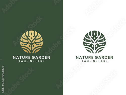 Luxury gold nature garden logo design