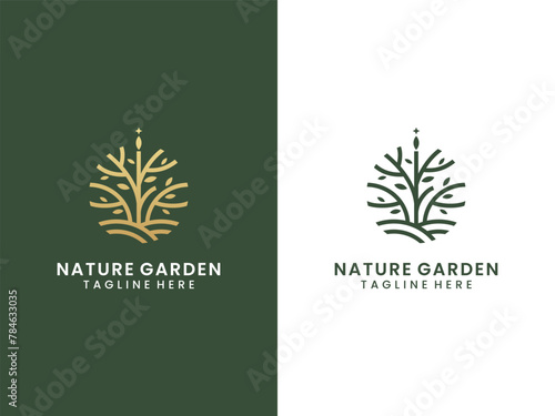 Abstract luxury gold nature garden logo design