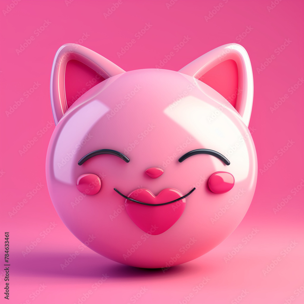 Cute smiley cat creative 3D design illustration. Kawaii kitty emoji concept illustration. Cartoon kitten feline creative image. Raster bitmap digital art. AI artwork. Cute smiley cat creative 3D design illustration. Kawaii kitty emoji concept illustration. Cartoon kitten feline creative image. Raster bitmap digital art. AI artwork.