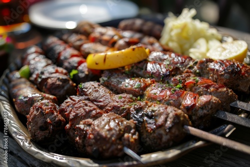 Grilled meats like cevapi and pljeskavica are staples on Balkan cafe menus.  photo